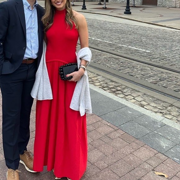 SOLID & STRIPED THE SOGLIO HALTER MAXI DRESS XS APPLE RED - Picture 2 of 2